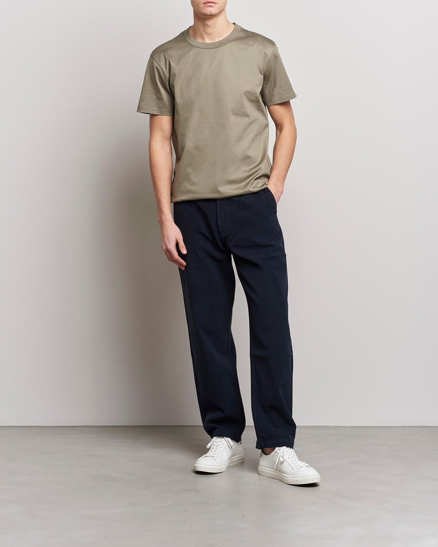 Herren | T-Shirts | Bread & Boxers | Heavy Pima Cotton Crew Neck T-Shirt Sage Green