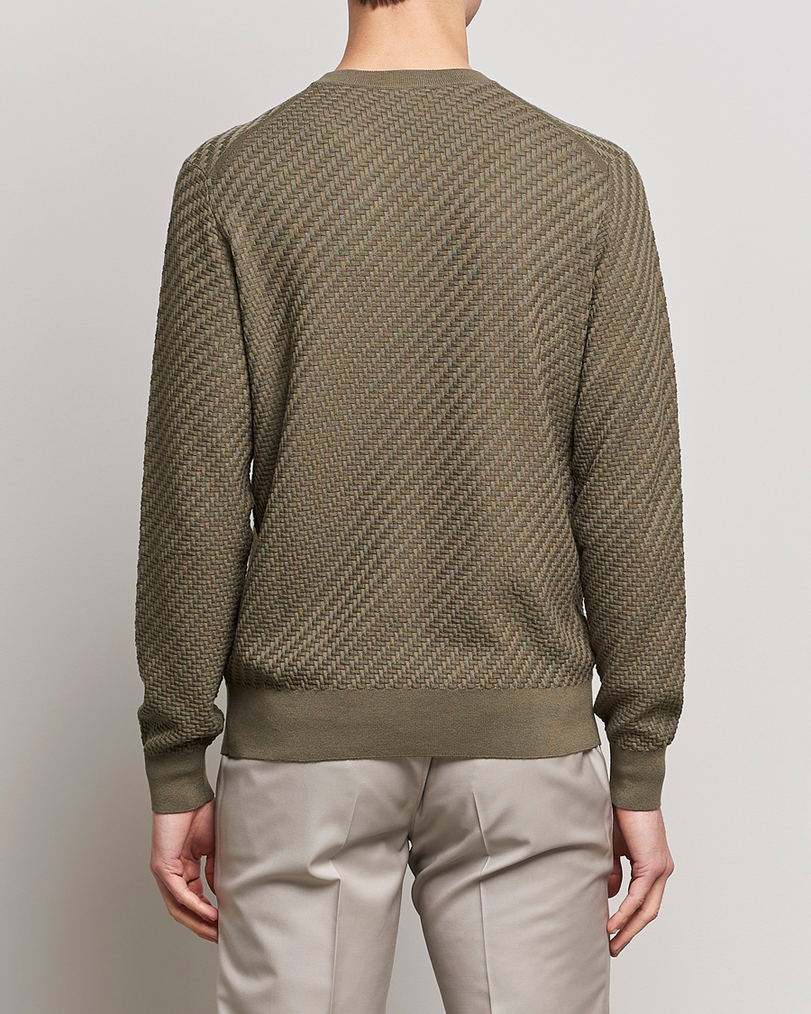 Herren | Pullover | Brioni | Basket Stitch Crew Neck Sweater Olive