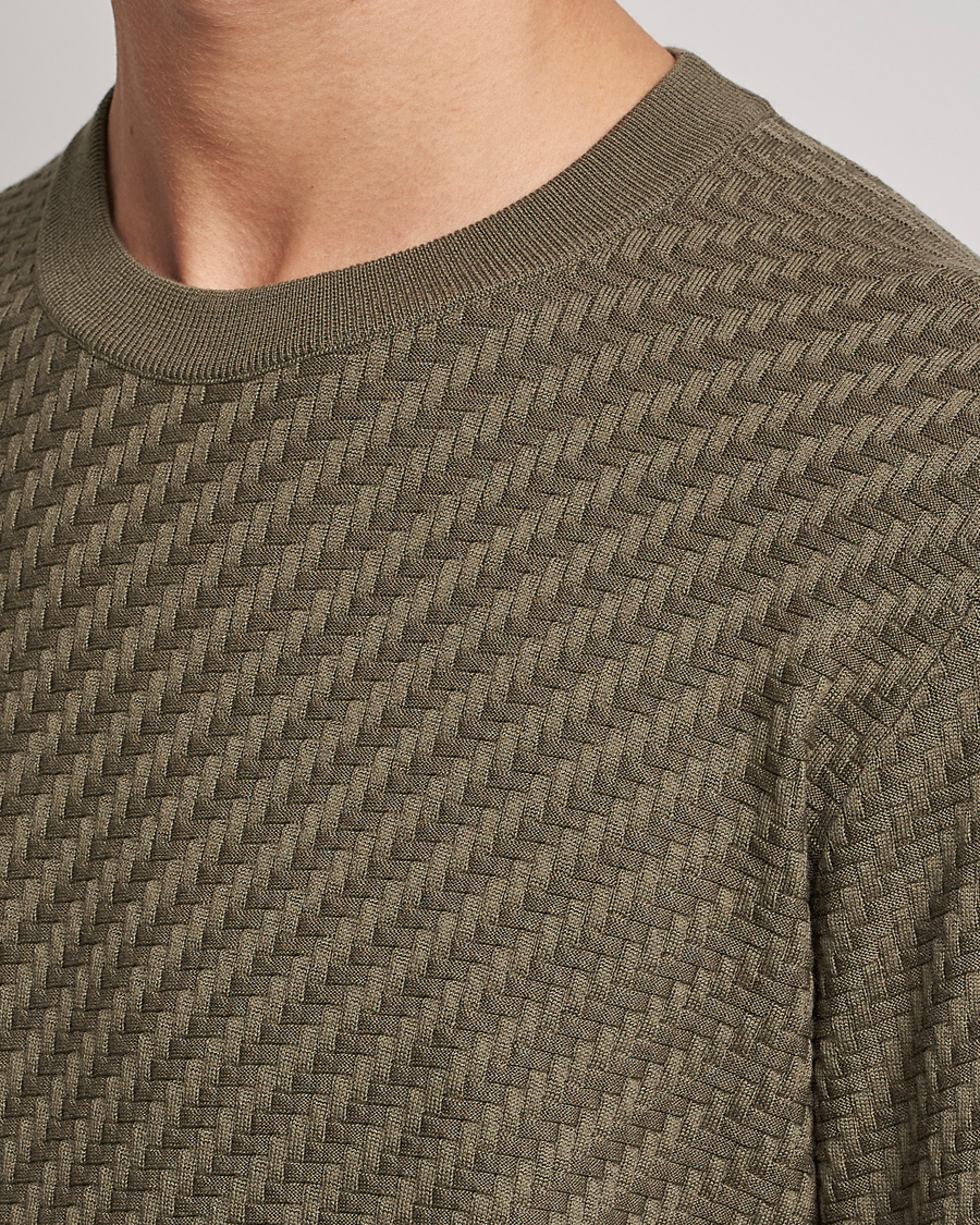 Herren | Pullover | Brioni | Basket Stitch Crew Neck Sweater Olive