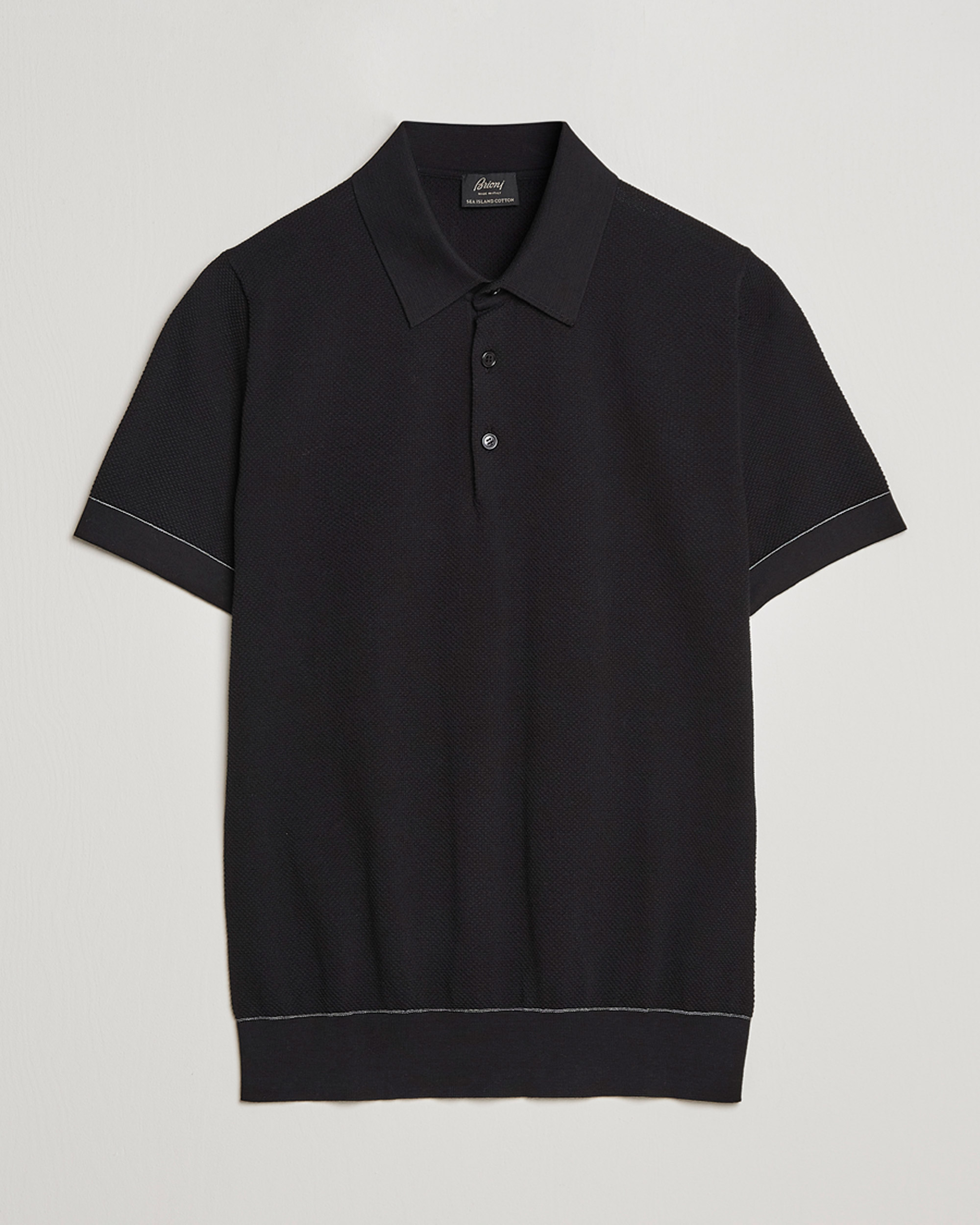 Herren | Pullover | Brioni | Sea Island Knit Polo Black