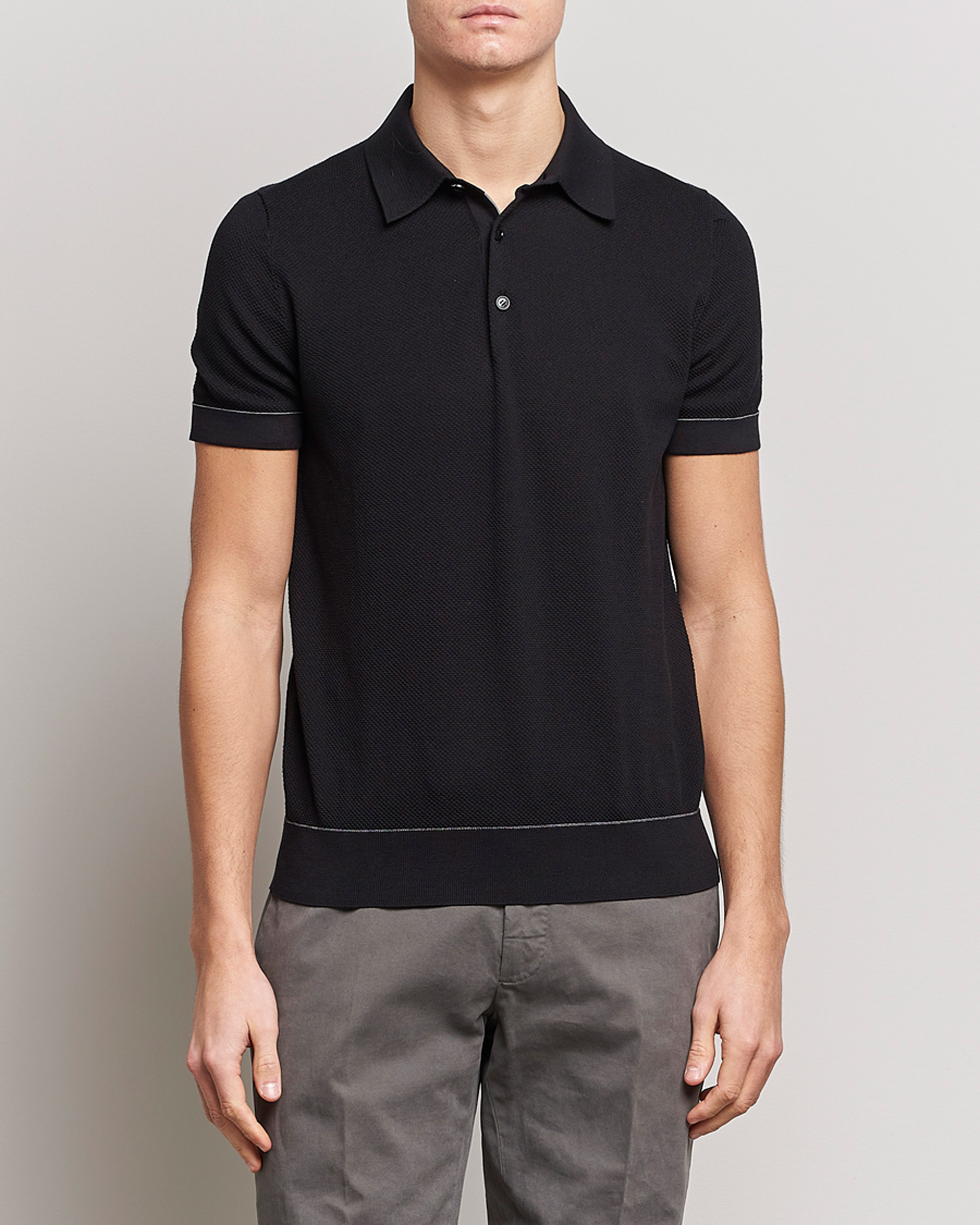 Herren | Pullover | Brioni | Sea Island Knit Polo Black