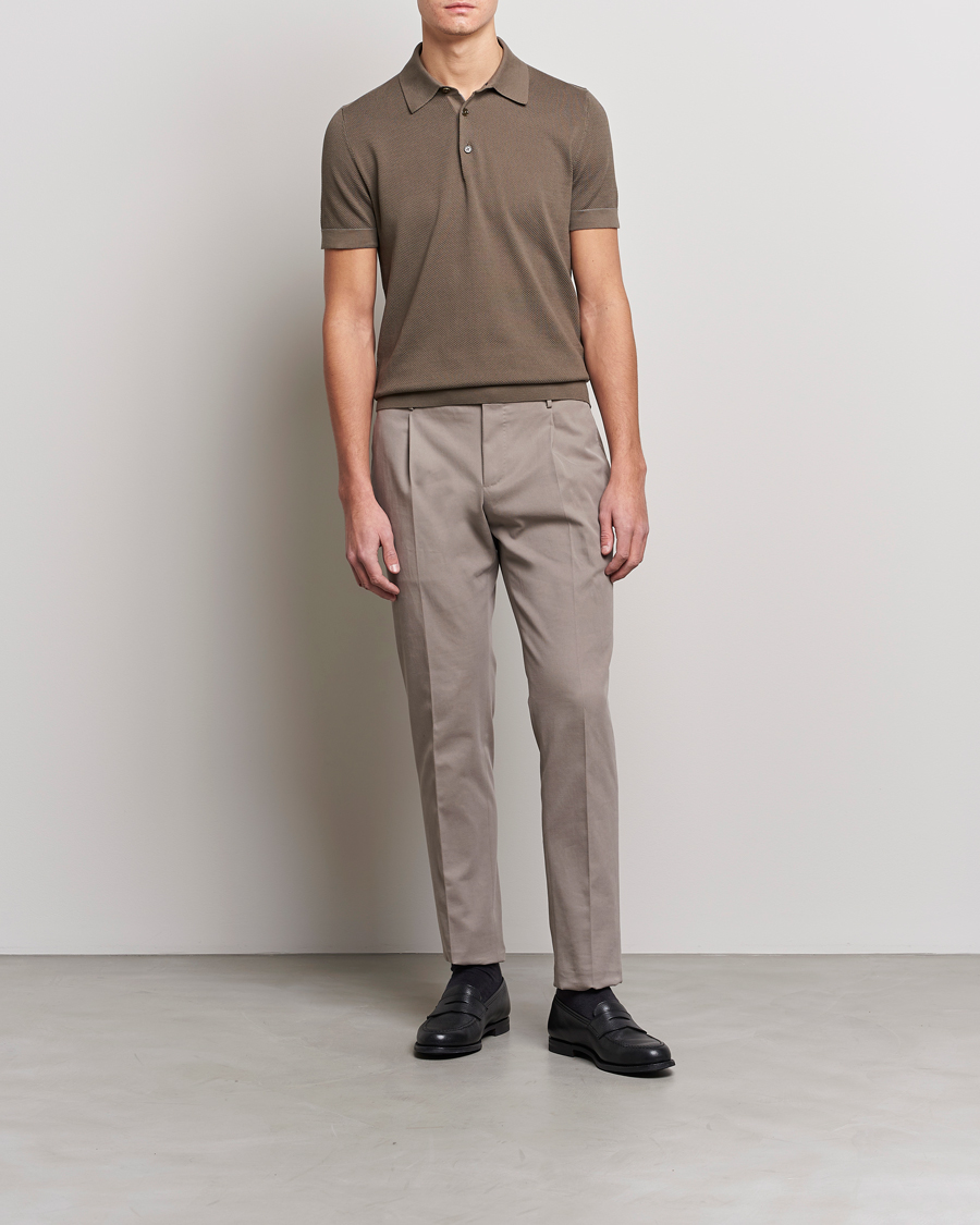 Herren | Pullover | Brioni | Sea Island Knit Polo Olive