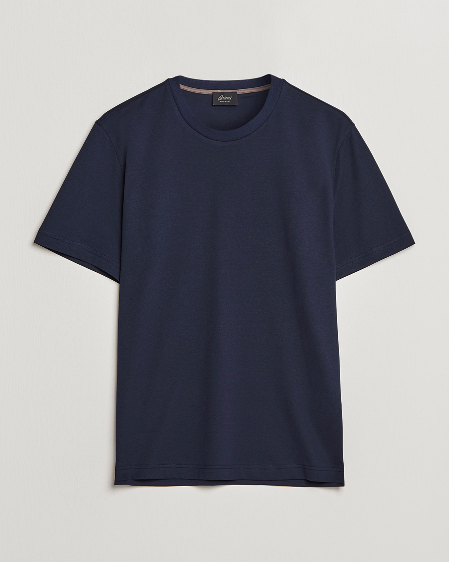 Herren | T-Shirts | Brioni | Short Sleeve Cotton T-Shirt Navy