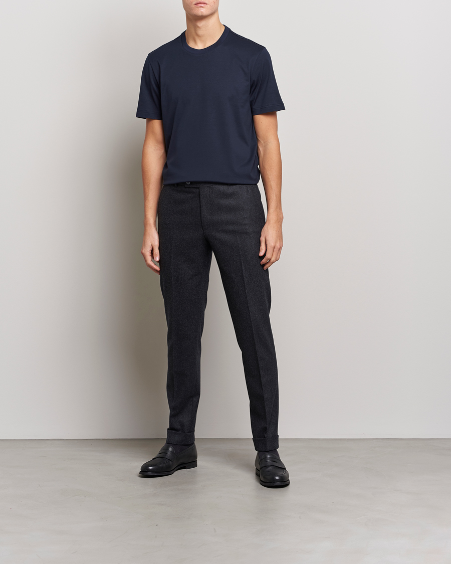 Herren | T-Shirts | Brioni | Short Sleeve Cotton T-Shirt Navy