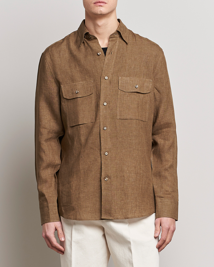 Herren | Hemden | Brioni | Linen Overshirt Military