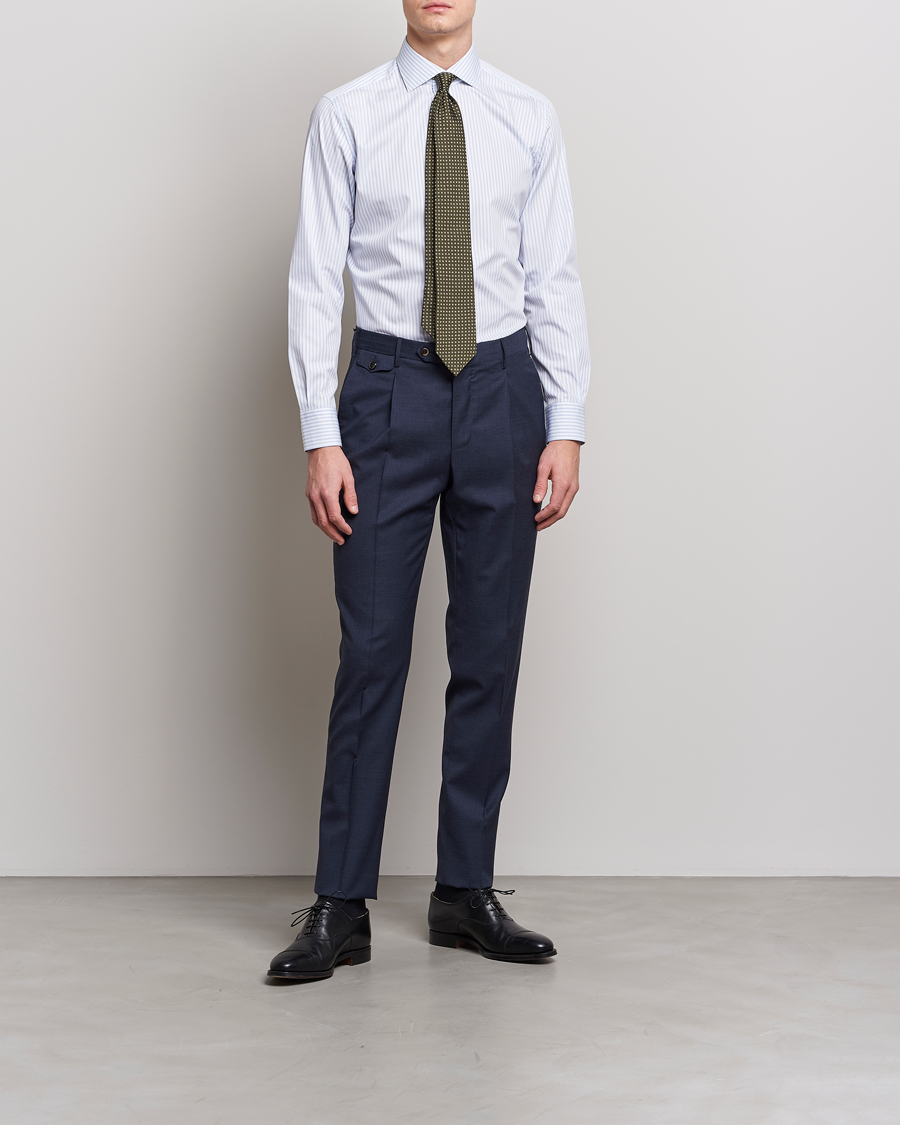 Herren | Hemden | Brioni | Slim Fit Dress Shirt Light Blue Stripe