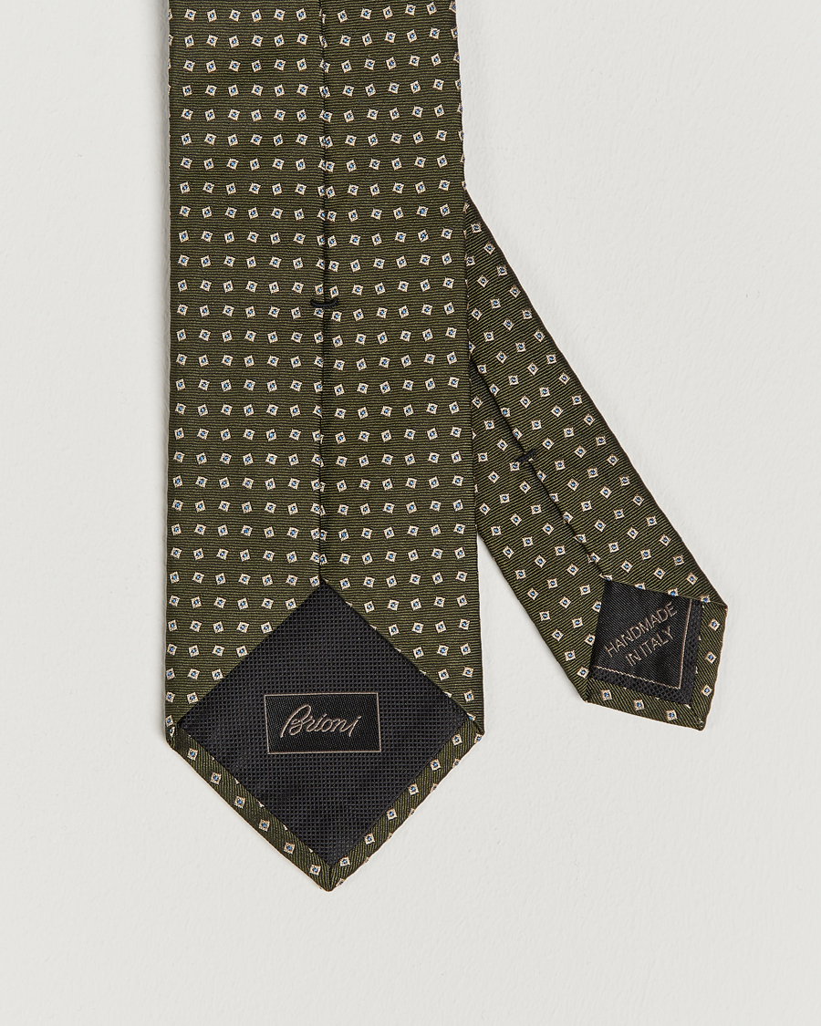 Herren | Brioni Printed Silk Tie Green | Brioni | Printed Silk Tie Green