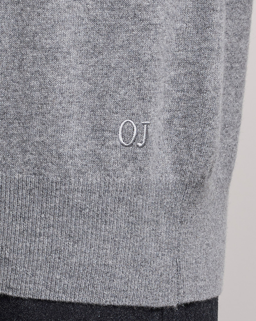 Herren | Pullover | Oscar Jacobson | Gustaf Lambswool Raglan Crew Neck Light Grey