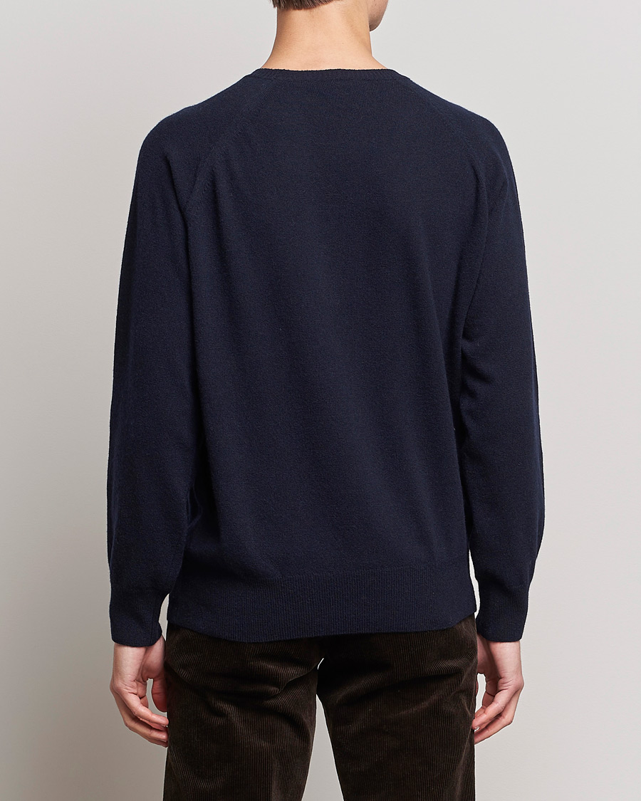 Herren | Pullover | Oscar Jacobson | Gustaf Lambswool Raglan Crew Neck Navy
