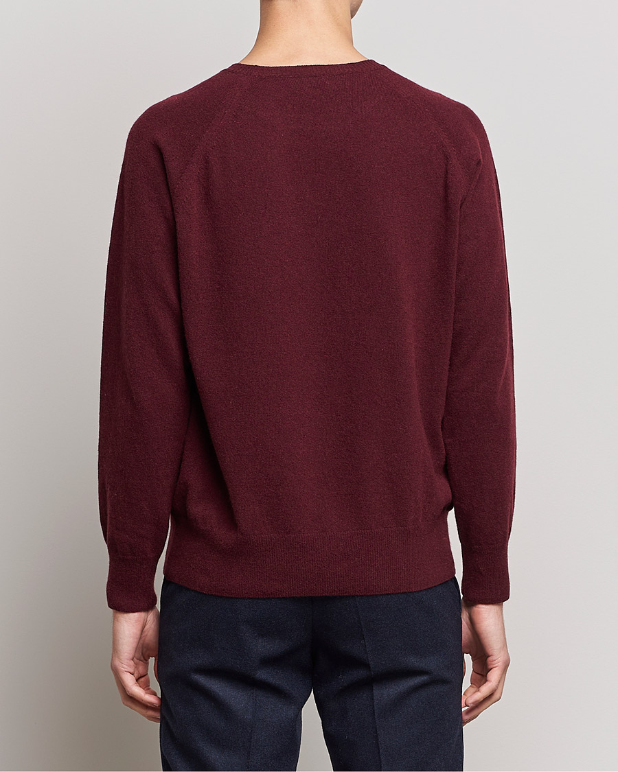 Herren | Pullover | Oscar Jacobson | Gustaf Lambswool Raglan Crew Neck Burgundy