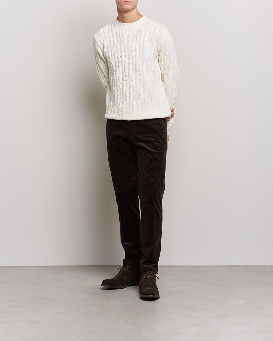 Herren | Pullover | Oscar Jacobson | Emmet Wool/Cashmere Structured Crew Neck Off White