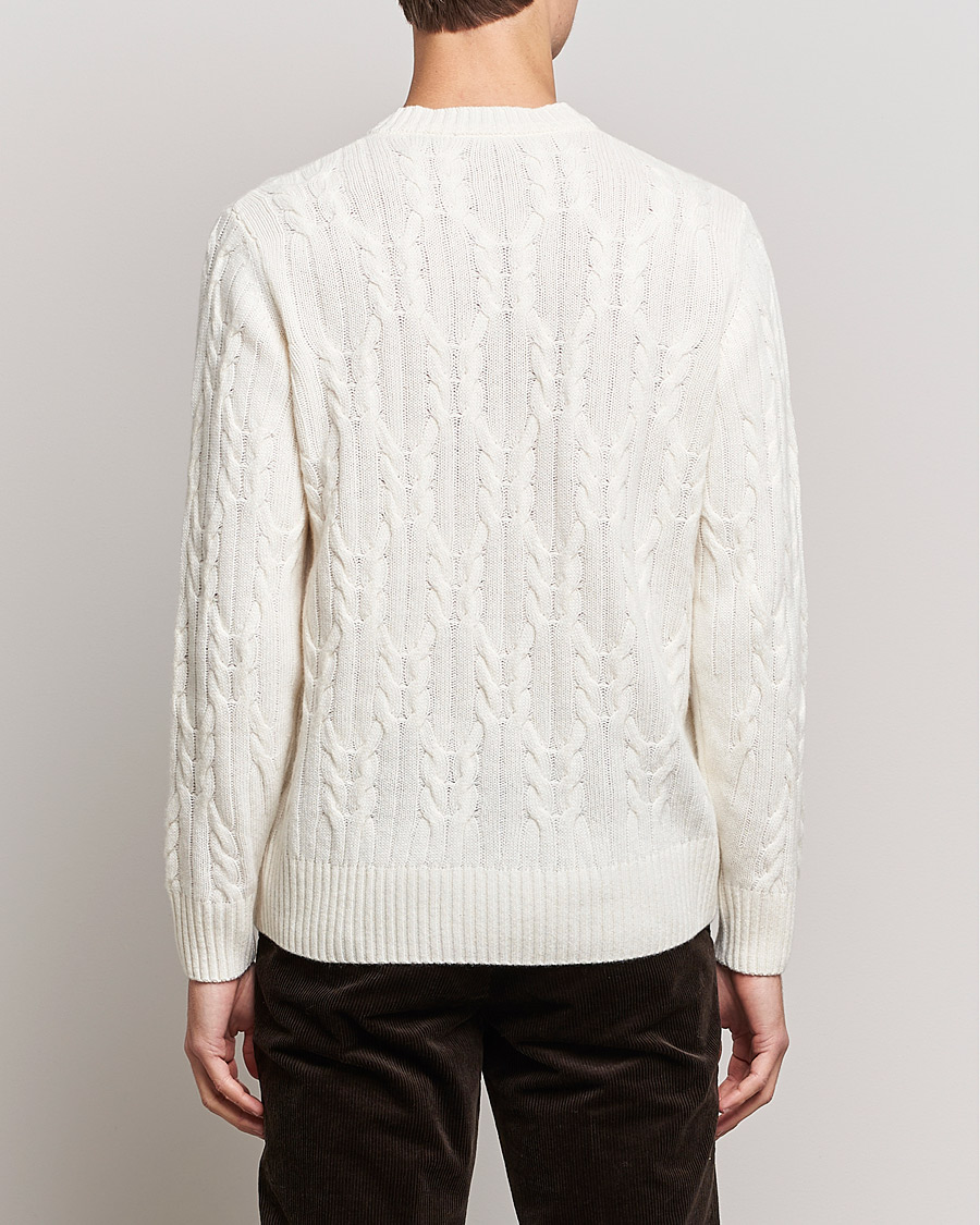Herren | Pullover | Oscar Jacobson | Emmet Wool/Cashmere Structured Crew Neck Off White