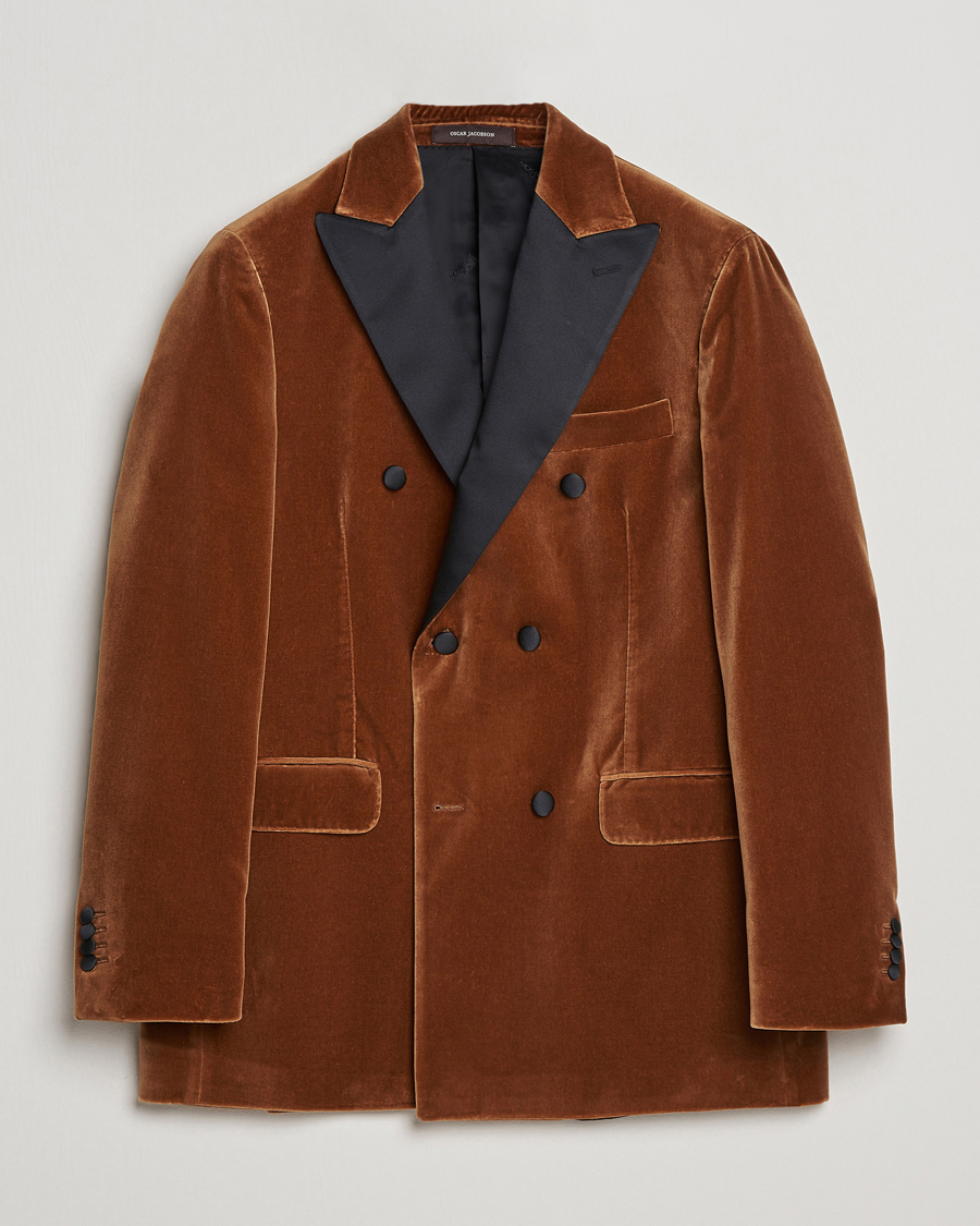 Herren | Sakkos | Oscar Jacobson | Farris Tuxedo Velvet DB Blazer Brown