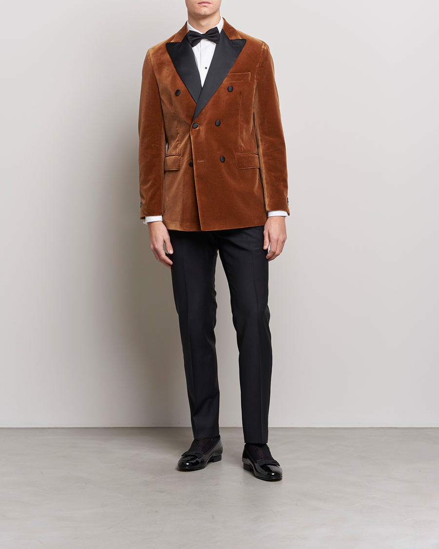 Herren | Sakkos | Oscar Jacobson | Farris Tuxedo Velvet DB Blazer Brown