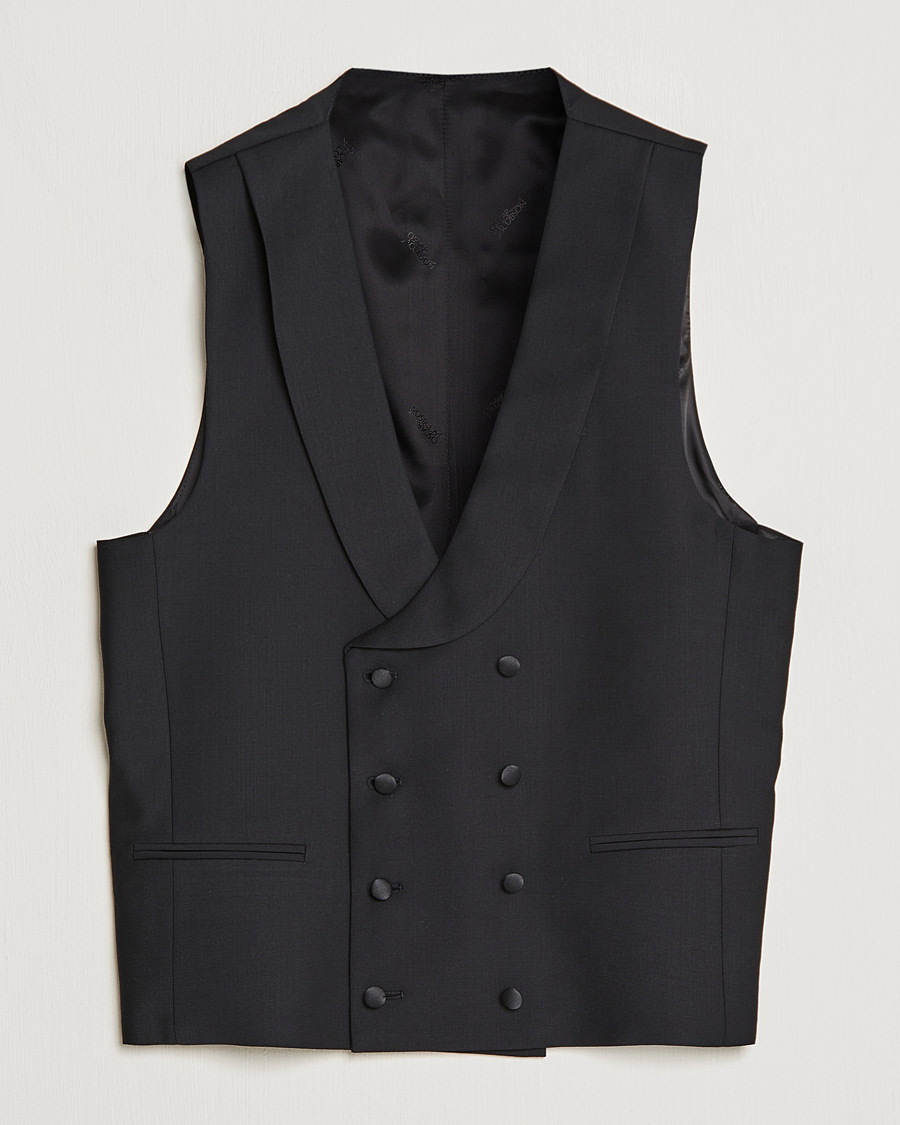 Herren | Sakkos | Oscar Jacobson | Hale Wool Tuxedo Waistcoat Black