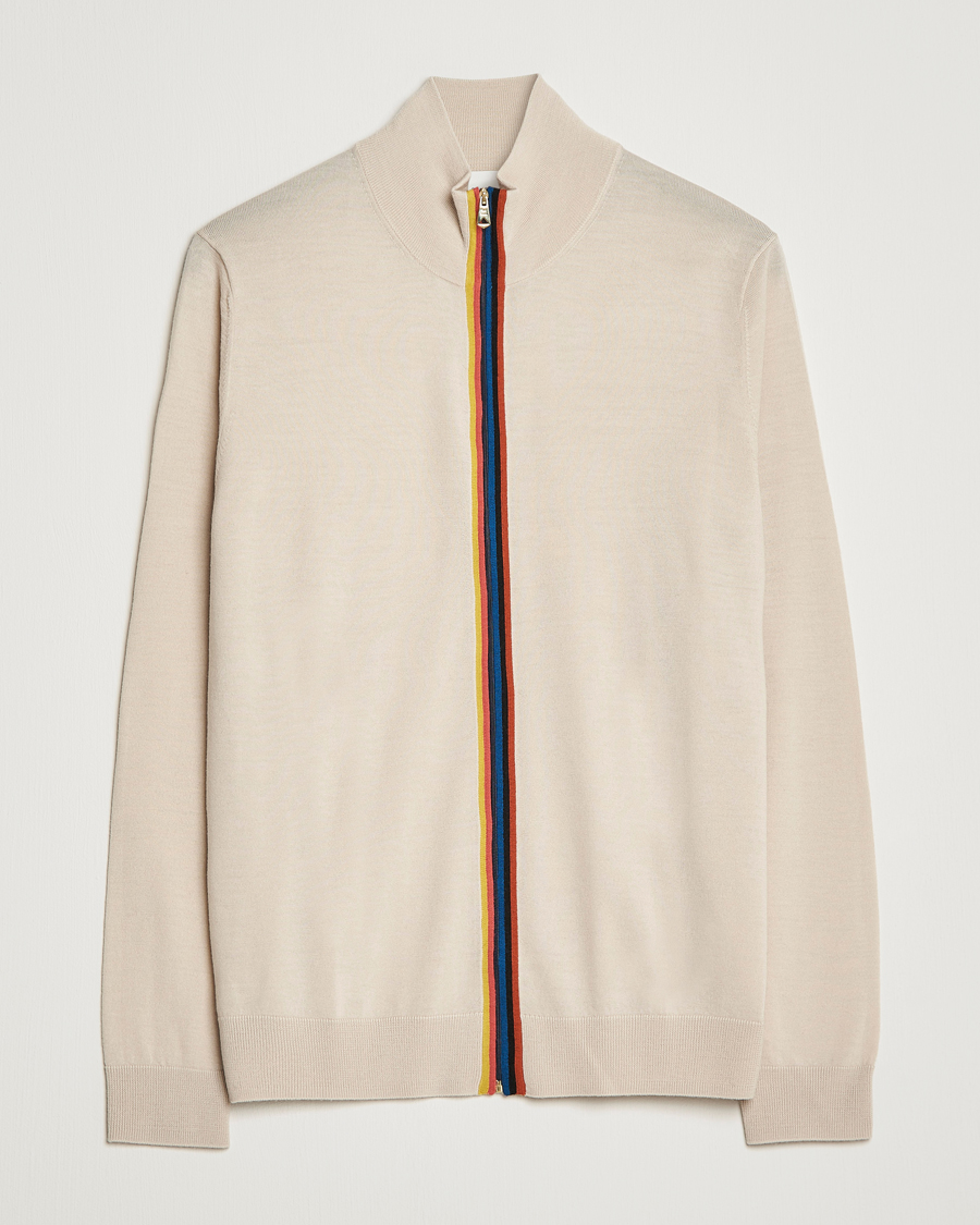 Herren | Pullover | Paul Smith | Full Zip Stripe Wool Cardigan Sand