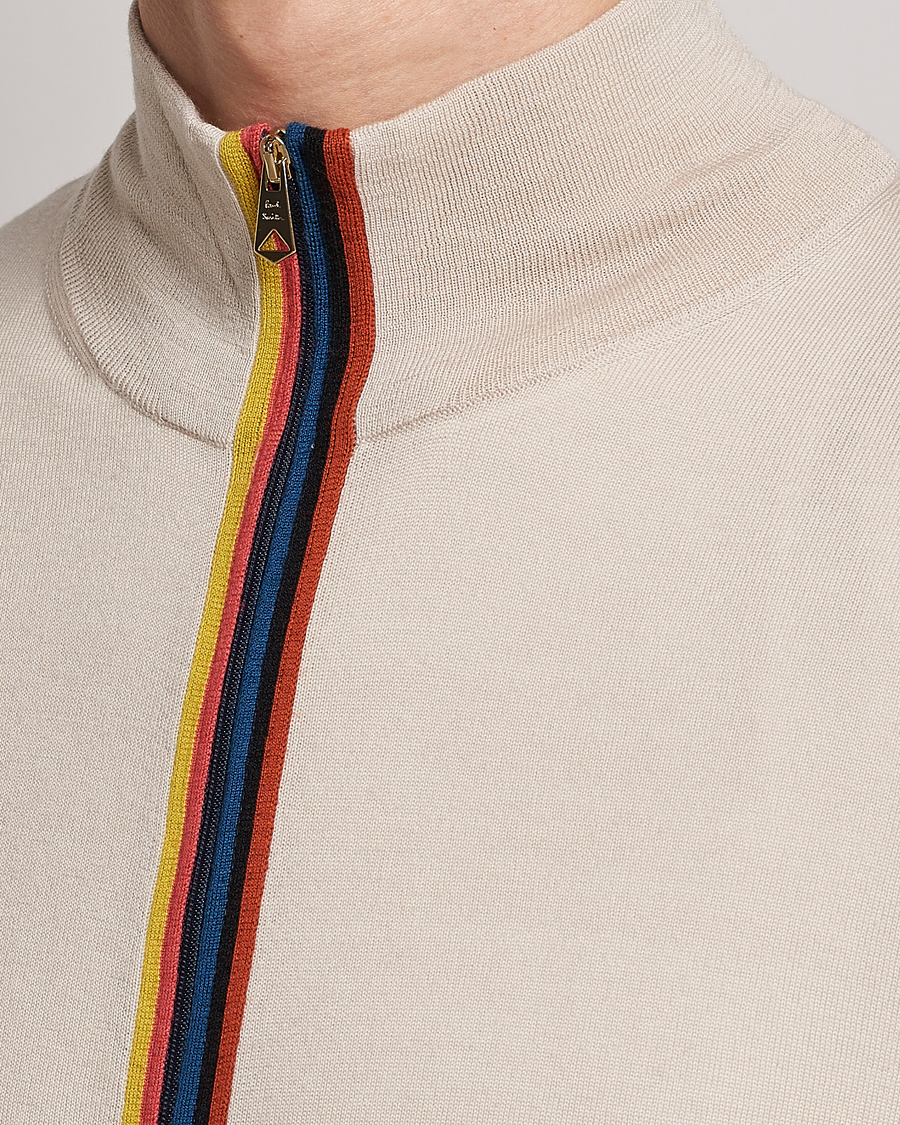 Herren | Pullover | Paul Smith | Full Zip Stripe Wool Cardigan Sand