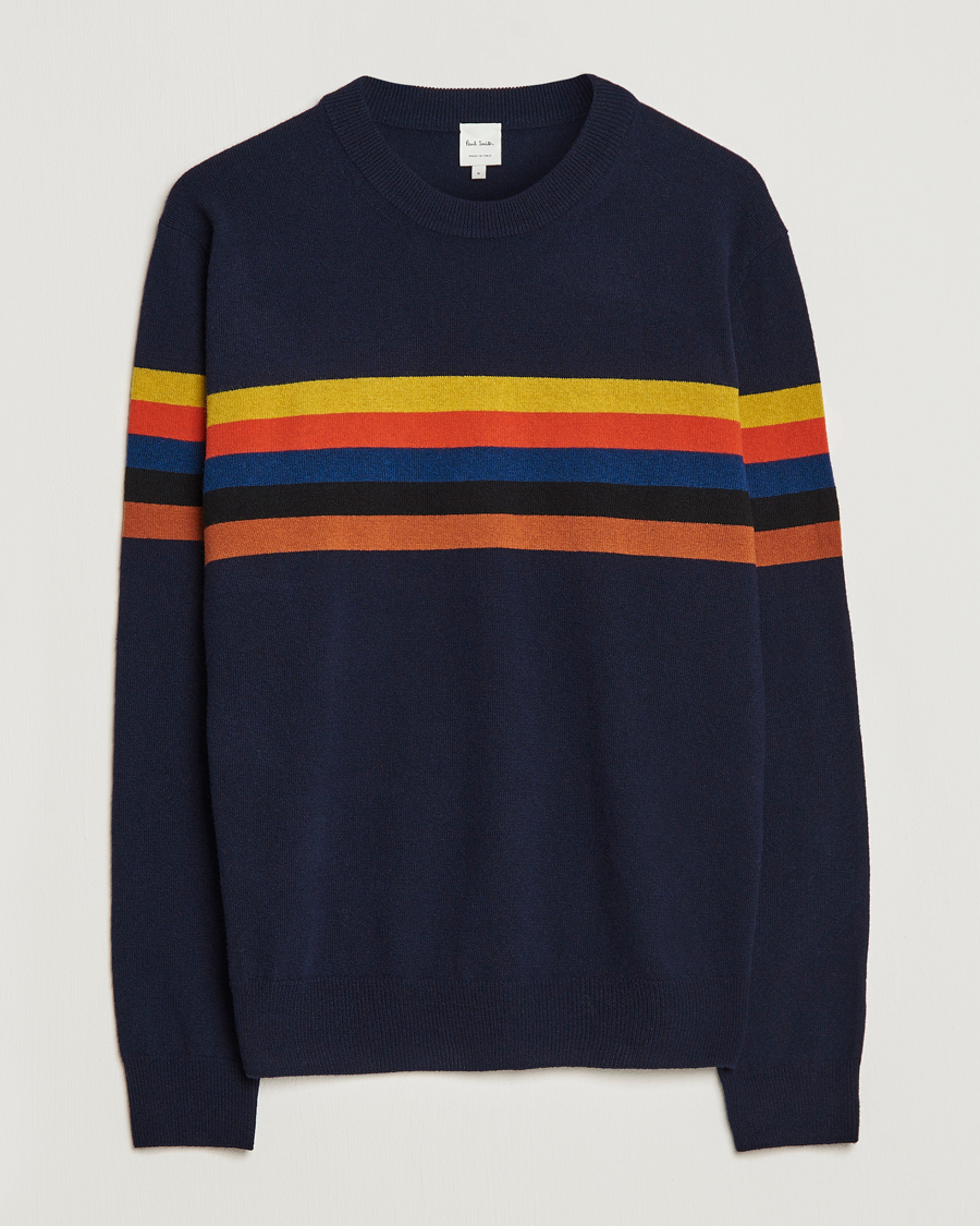Herren | Pullover | Paul Smith | Wool Stripe Knitted Crew Neck Navy