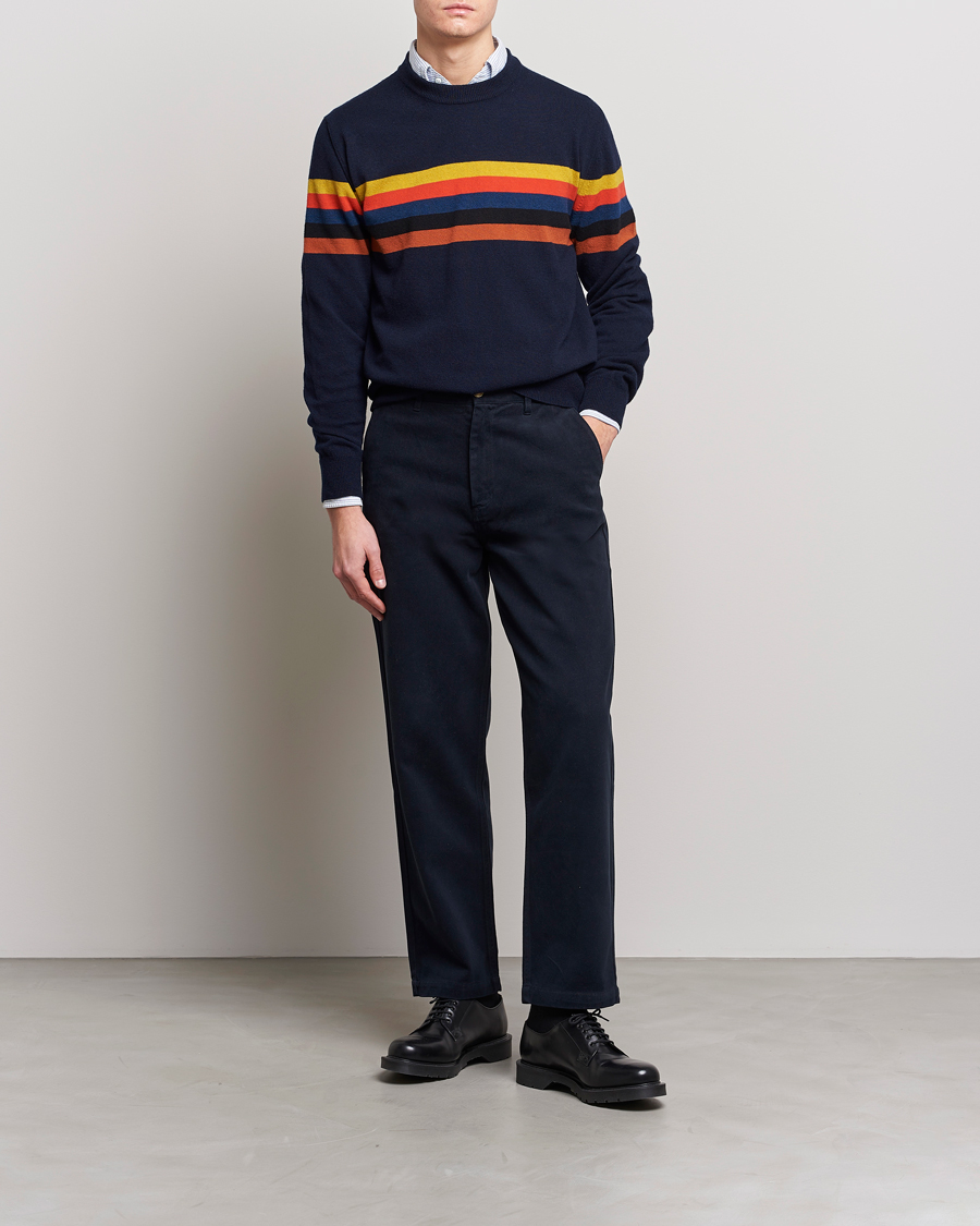 Herren | Pullover | Paul Smith | Wool Stripe Knitted Crew Neck Navy