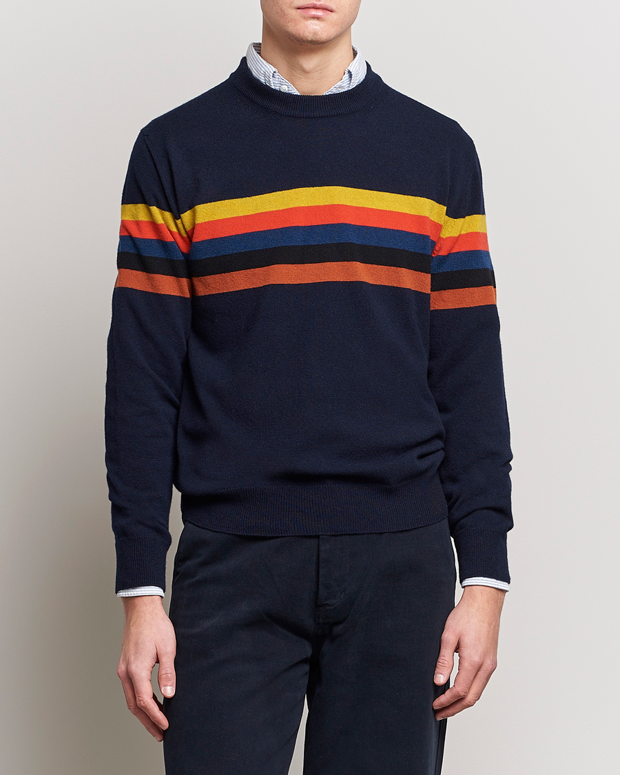 Herren | Pullover | Paul Smith | Wool Stripe Knitted Crew Neck Navy