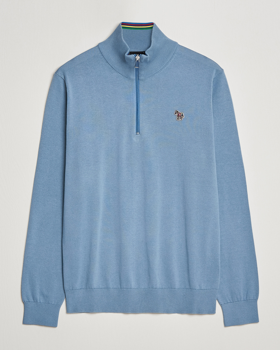 Herren | Pullover | PS Paul Smith | Zebra Organic Cotton Knitted Half Zip Light Blue