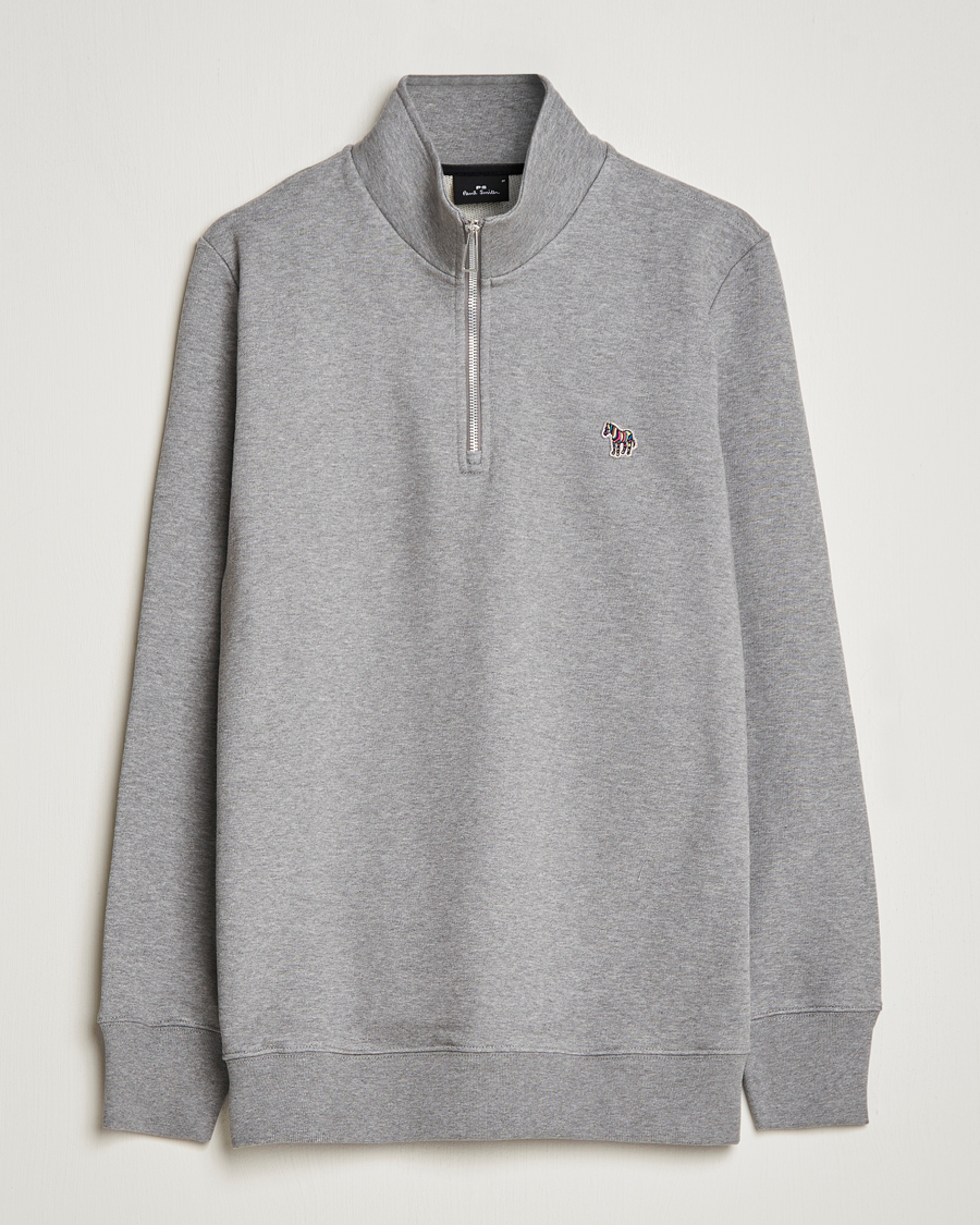 Herren | Pullover | PS Paul Smith | Organic Cotton Zebra Half Zip Grey Melange