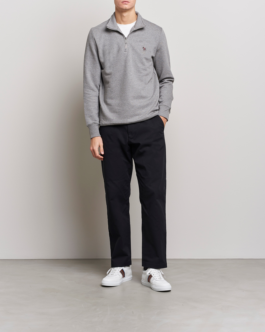 Herren | Pullover | PS Paul Smith | Organic Cotton Zebra Half Zip Grey Melange