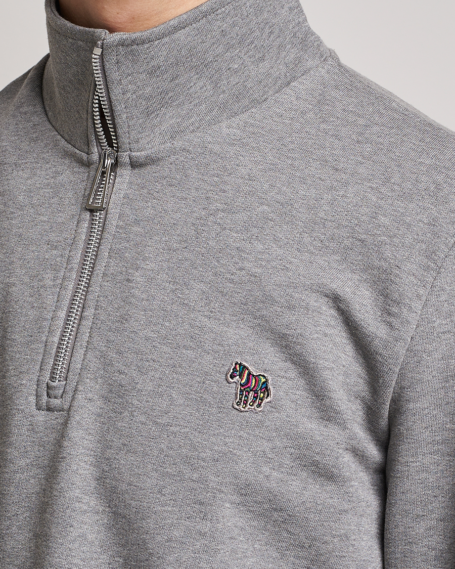 Herren | Pullover | PS Paul Smith | Organic Cotton Zebra Half Zip Grey Melange