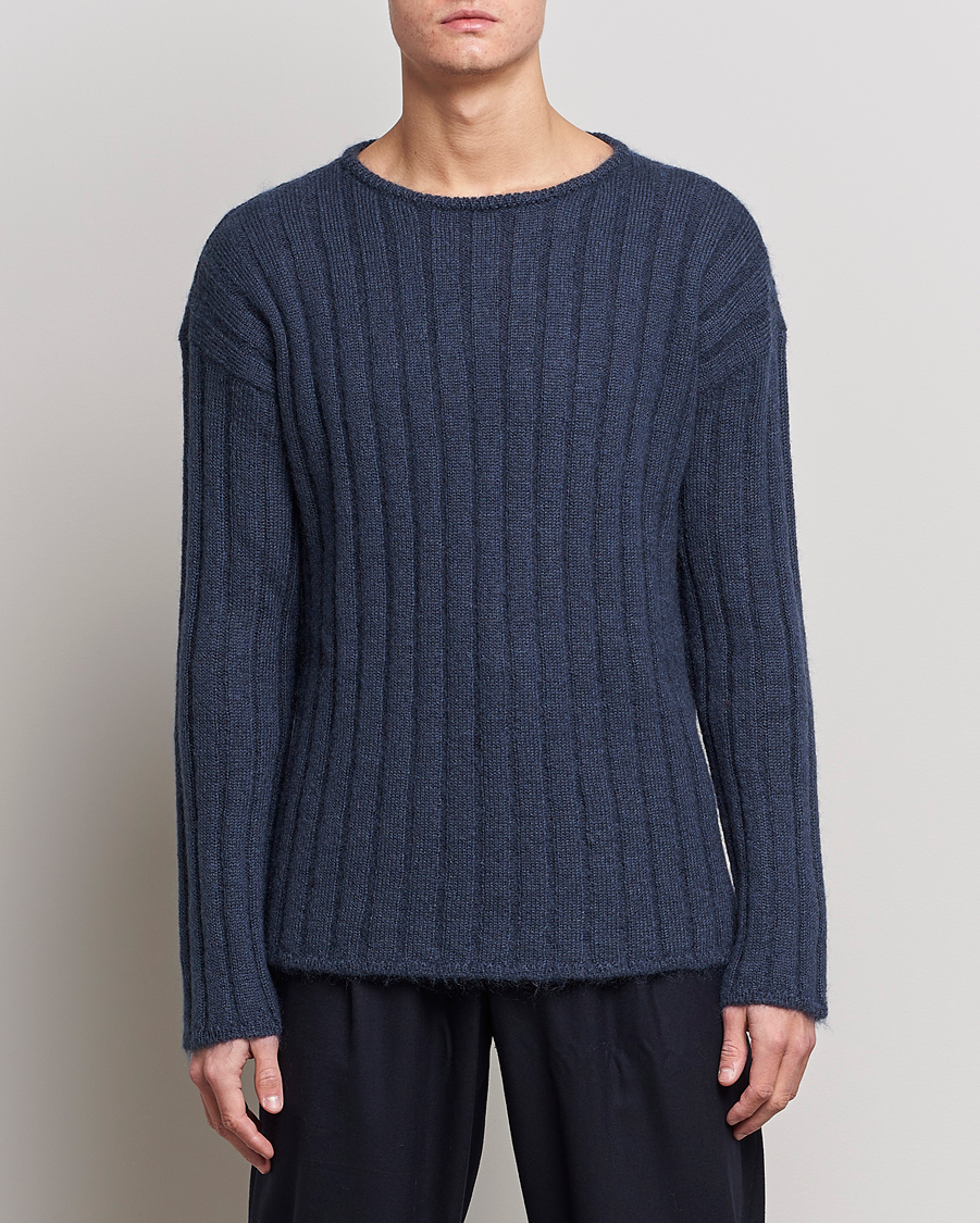 Herren | Pullover | Giorgio Armani | Rib Stitch Mohair Sweater Navy