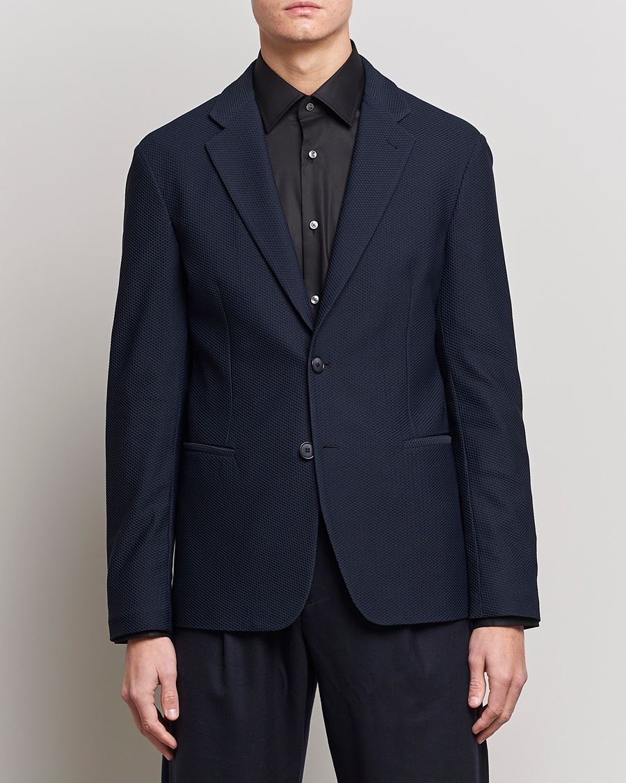 Herren | Sakkos | Giorgio Armani | Single Breasted Mesh Blazer Navy