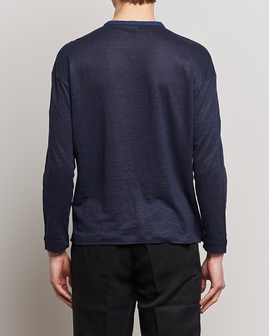 Herren | Pullover | Giorgio Armani | Linen Henley Navy