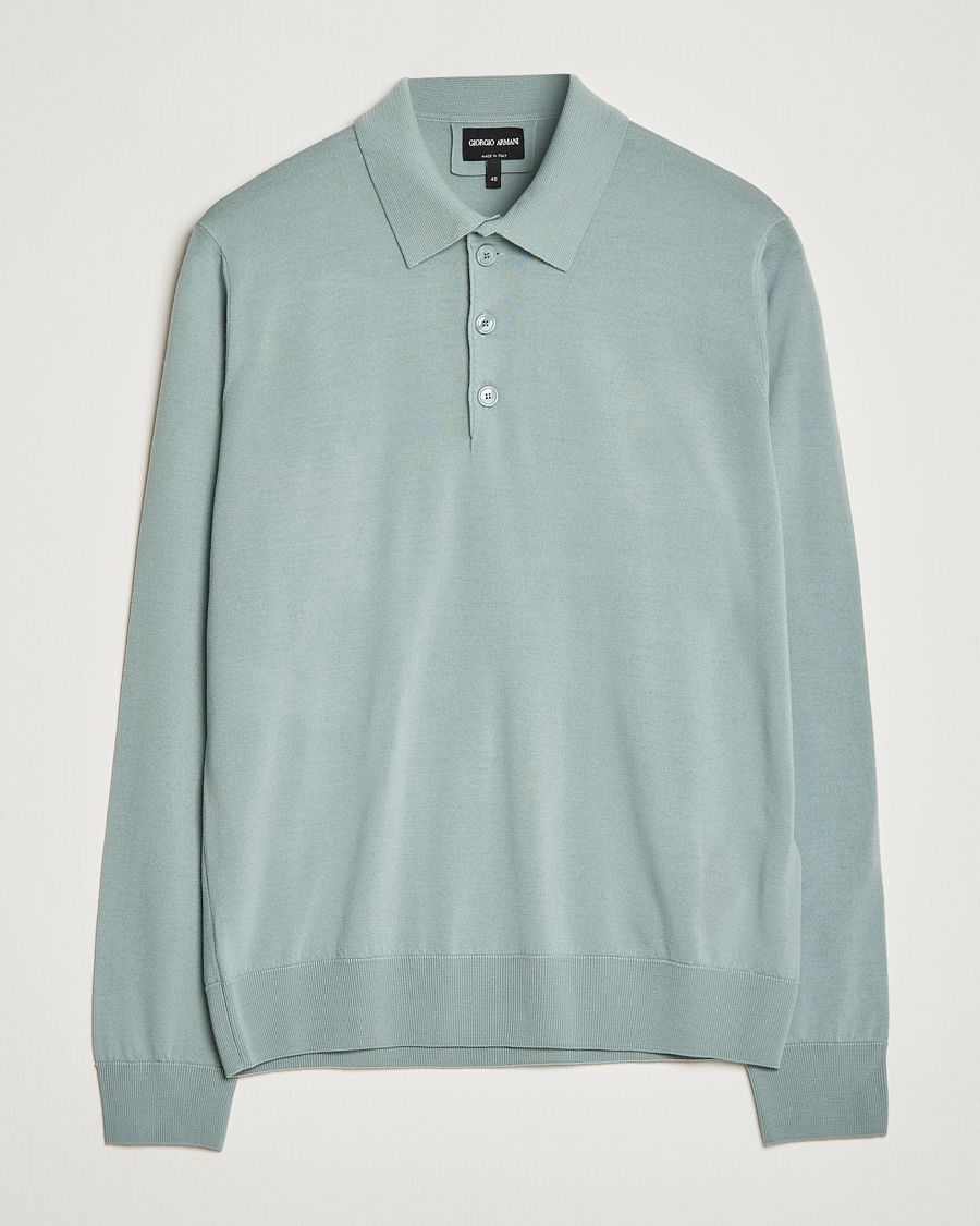 Herren | Pullover | Giorgio Armani | Long Sleeve Knitted Polo Light Grey