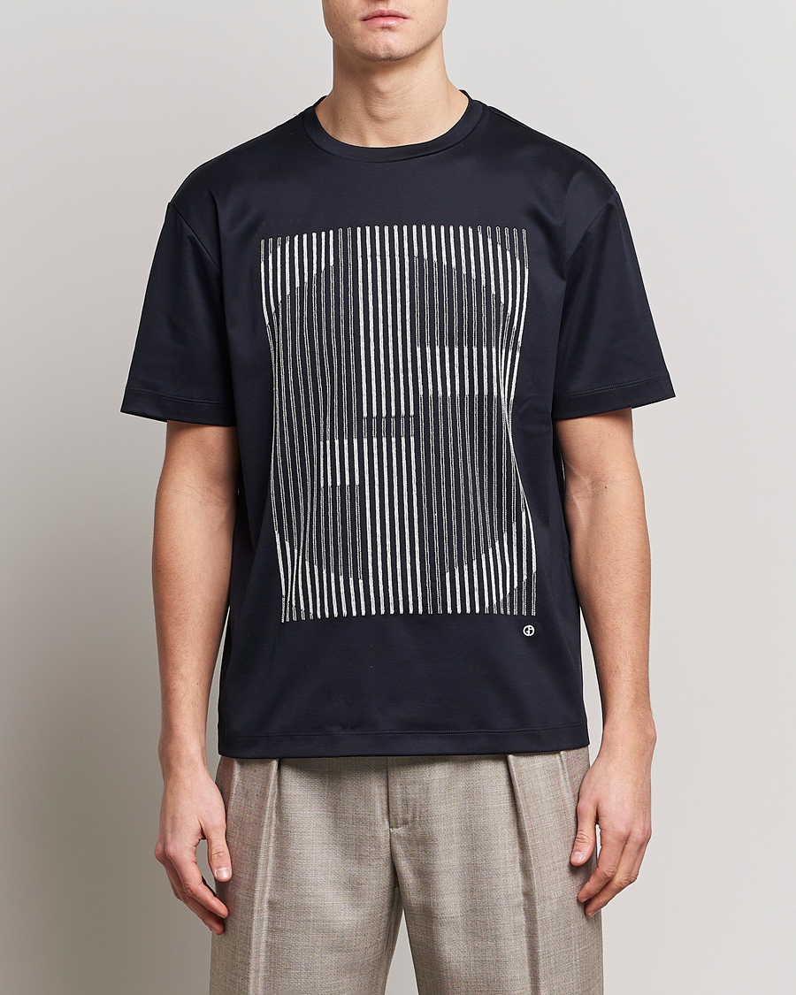 Herren | T-Shirts | Giorgio Armani | Abstract Logo T-Shirt Navy