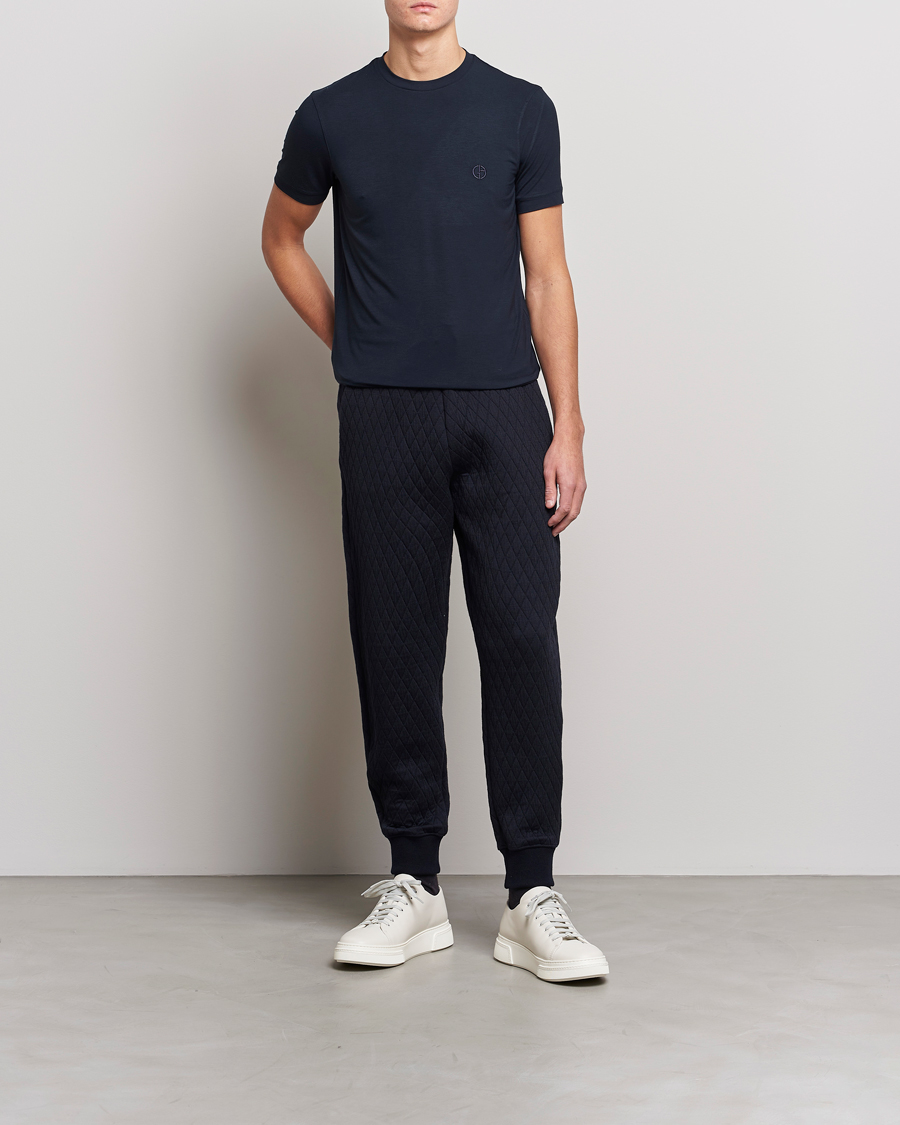 Herren | T-Shirts | Giorgio Armani | Embroidered Logo T-Shirt Navy