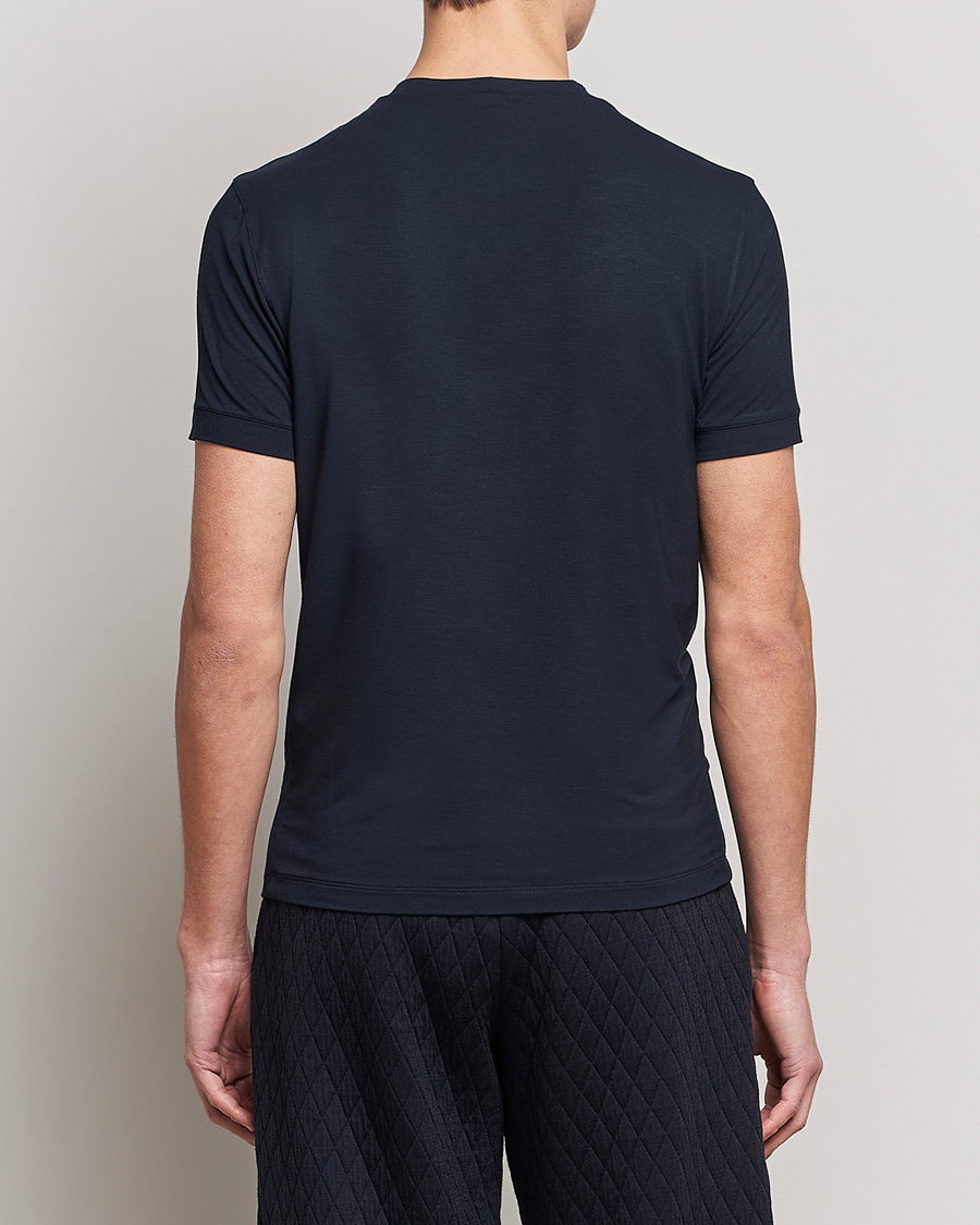 Herren | T-Shirts | Giorgio Armani | Embroidered Logo T-Shirt Navy