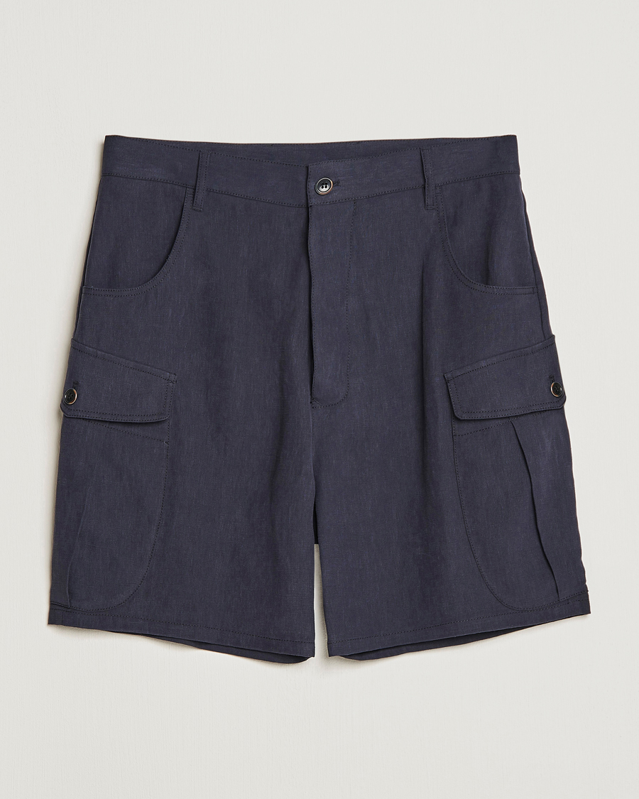 Herren | Shorts | Giorgio Armani | Linen Cargo Shorts Navy
