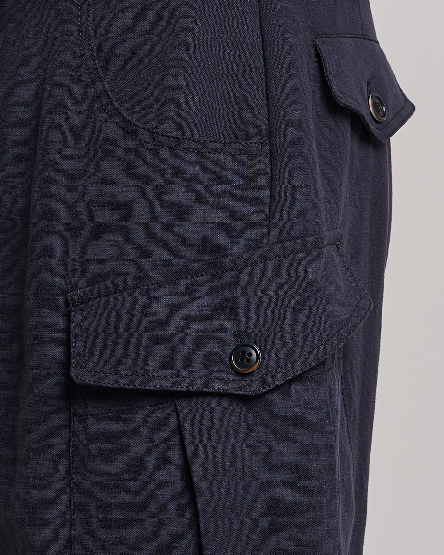 Herren | Shorts | Giorgio Armani | Linen Cargo Shorts Navy