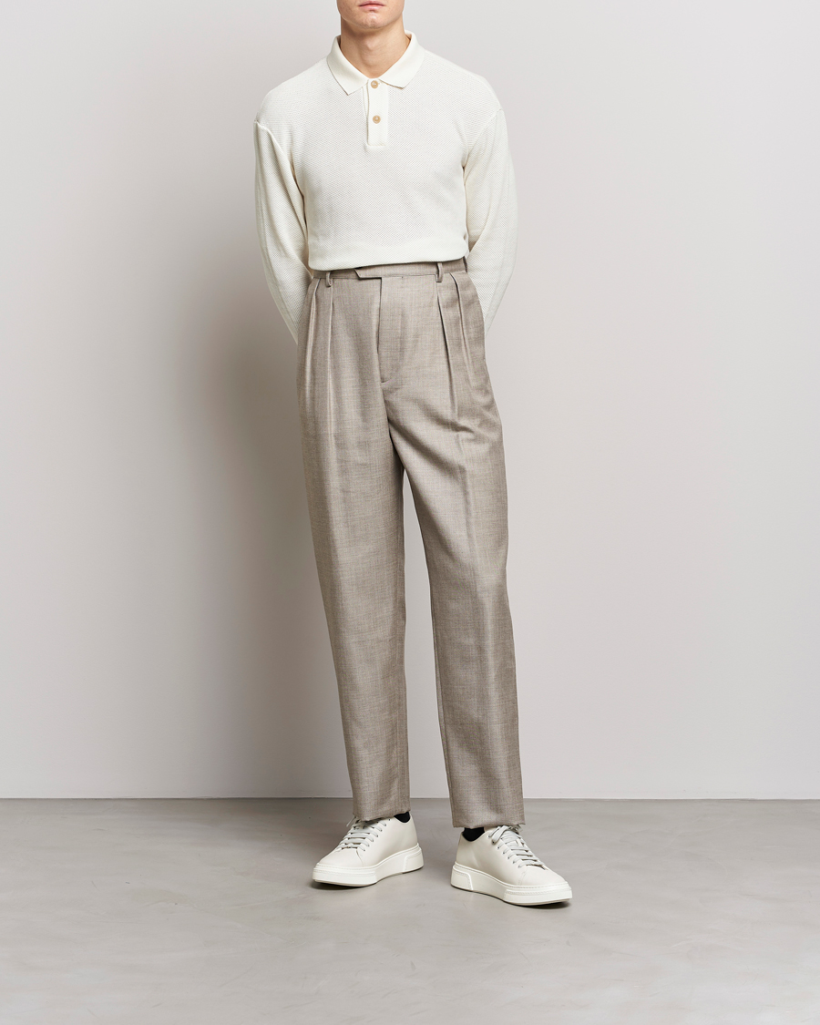 Herren | Hosen | Giorgio Armani | Pleated Wool Trousers Light Grey