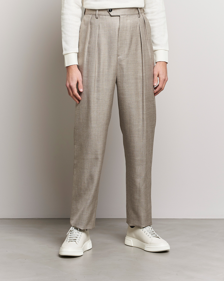 Herren | Hosen | Giorgio Armani | Pleated Wool Trousers Light Grey
