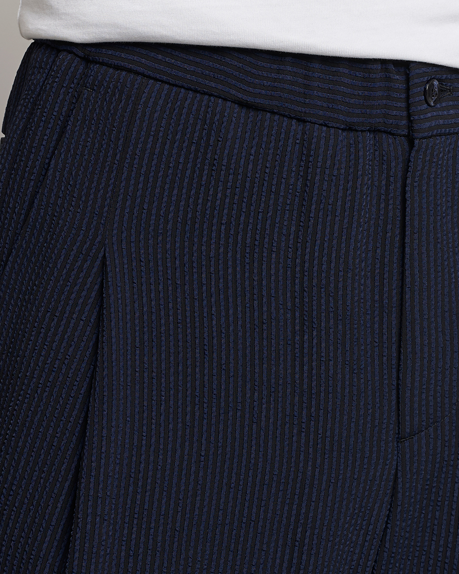 Herren | Hosen | Giorgio Armani | Pleated Seersucker Pants Navy