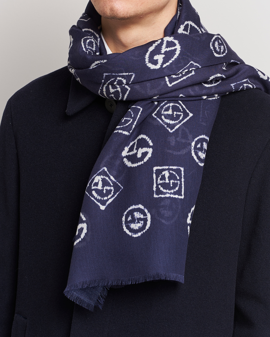 Herren | Giorgio Armani Woven Logo Scarf Navy | Giorgio Armani | Woven Logo Scarf Navy