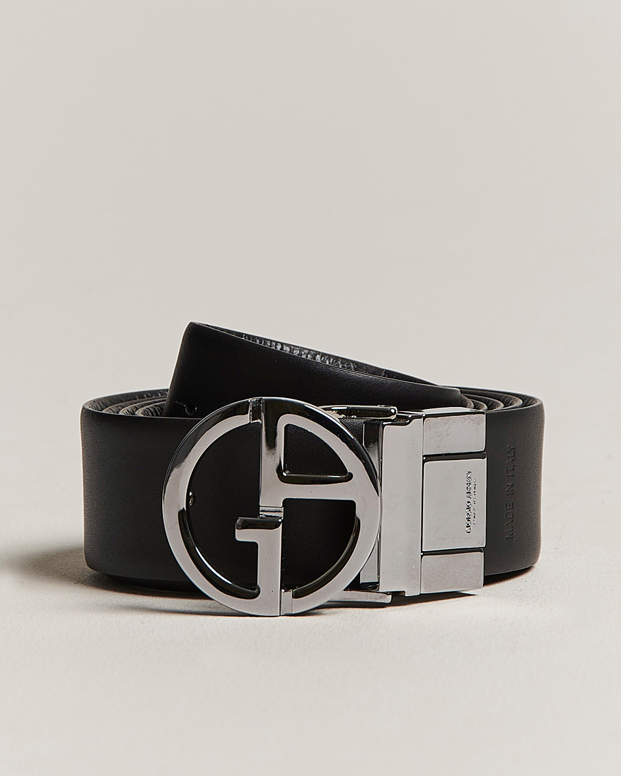 Herren | Giorgio Armani Reversible Leather Belt Black | Giorgio Armani | Reversible Leather Belt Black
