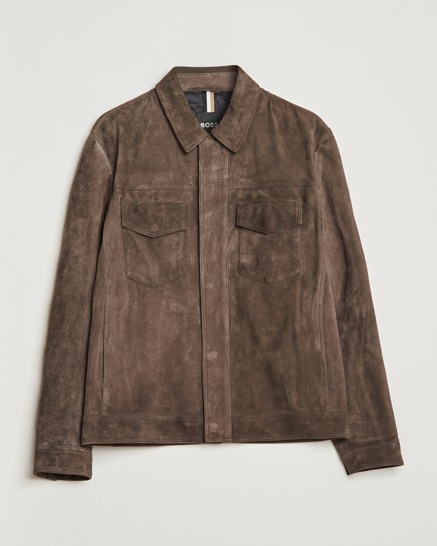 Herren | Jacken | BOSS BLACK | Mucker Suede Jacket Dark Grey