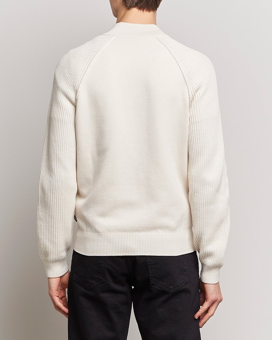 Herren | Pullover | BOSS BLACK | Grissino Structured Knitted Full-Zip Open White