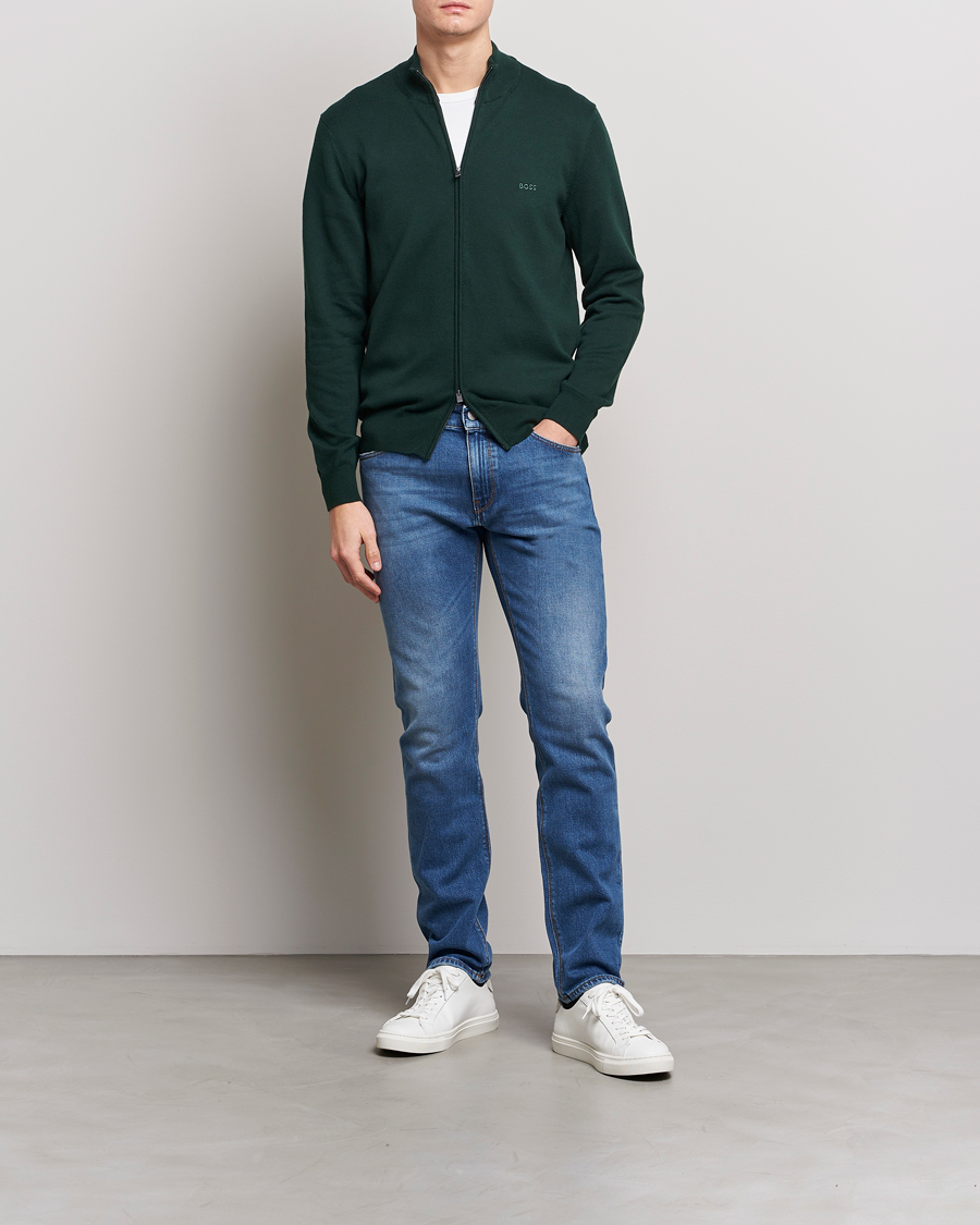 Herren | Pullover | BOSS BLACK | Palano Knitted Full-Zip Open Green