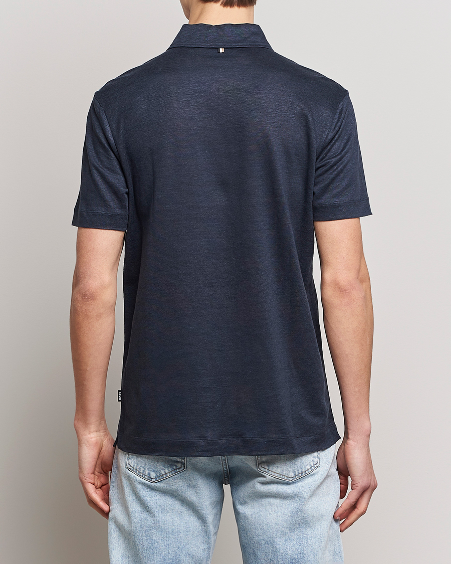 Herren | Poloshirts | BOSS BLACK | Press Linen Polo Dark Blue