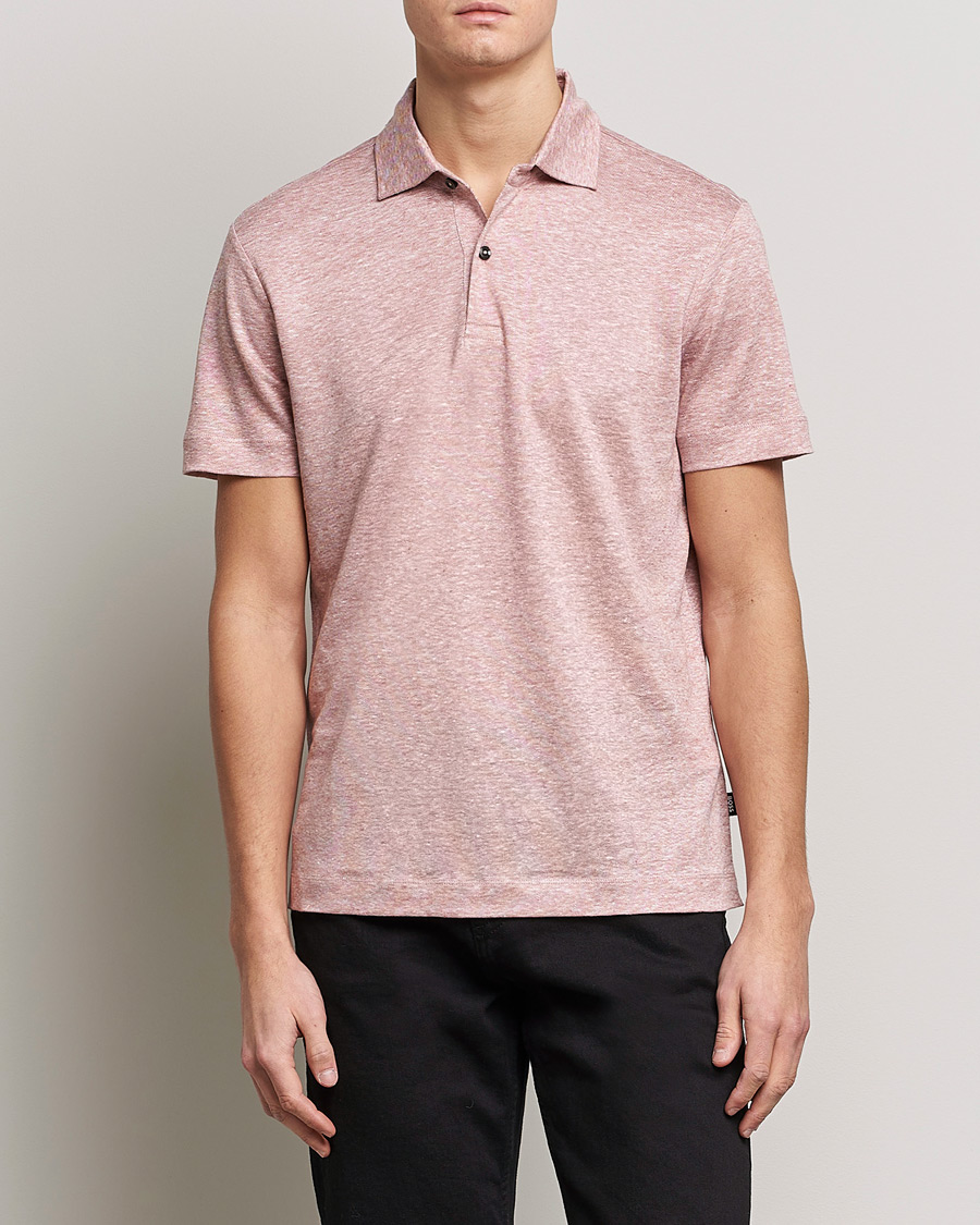 Herren | Poloshirts | BOSS BLACK | Press Linen Polo Open Pink