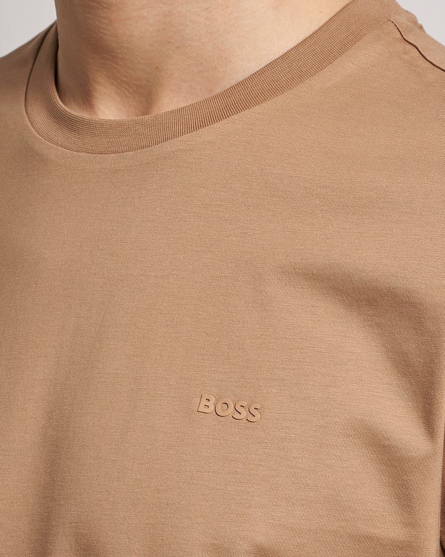 Herren | T-Shirts | BOSS BLACK | Thompson Logo Crew Neck T-Shirt Medium Beige