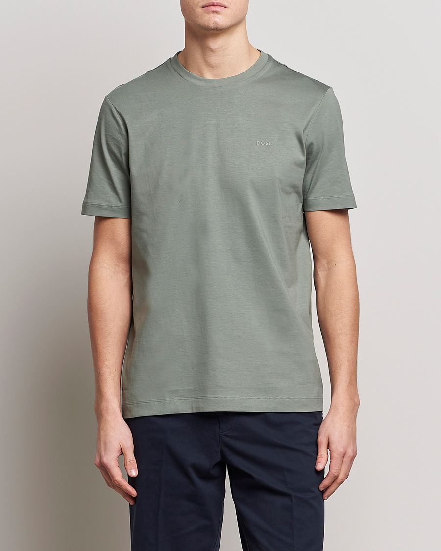 Herren | T-Shirts | BOSS BLACK | Thompson Logo Crew Neck T-Shirt Open Green