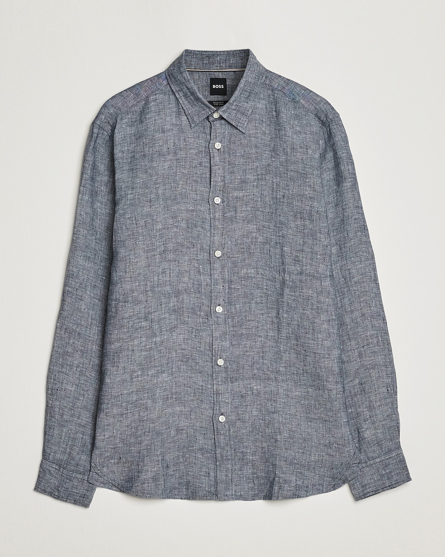Herren | Hemden | BOSS BLACK | Liam Linen Shirt Dark Blue